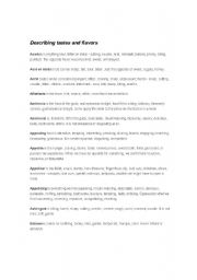 English worksheet: Describing tastes and flavors 