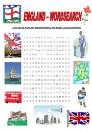 English Worksheet: England - wordsearch