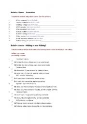 English Worksheet: relative clauses exercises