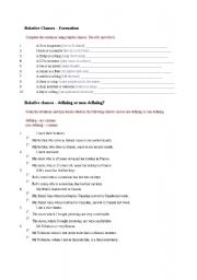 English worksheet: relative clauses exercises