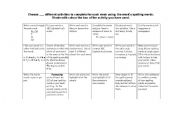 English Worksheet: Spelling Activities Grid