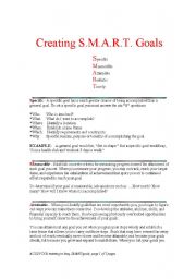 English Worksheet: creating S.M.A.R.T Goals 