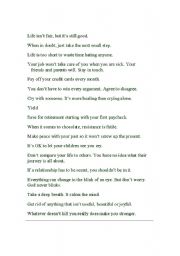 English Worksheet: good thoughts
