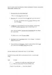 English Worksheet: using synonims and modal verbs