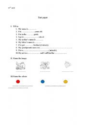 English worksheet: test paper