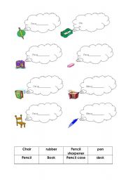 English worksheet: School objects