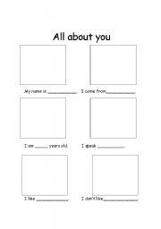 English Worksheet: All about me