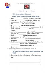 English Worksheet: A great  test with grammar, reading and writing 8 PAGES