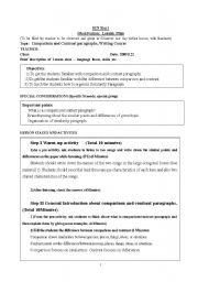 English Worksheet: Lesson plan Writng Compare and Contrast Paragraph