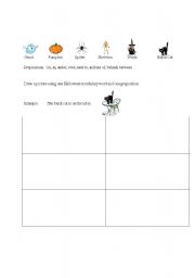 English worksheet:  Halloween Prepositions of Place Drawing 