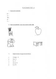 English Worksheet: Placement Test ( group A)