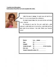 English worksheet: Transferring Information - reading