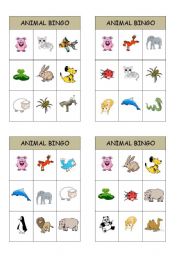 English Worksheet: animal bingo cards