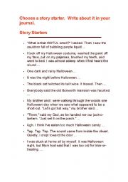 English Worksheet: halloween story starters