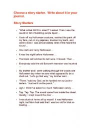 English worksheet: halloween story starters