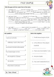 English Worksheet: past simple