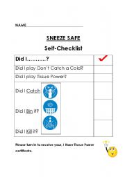 English Worksheet: Sneeze Safe