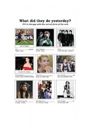 English worksheet: What did they do yesterday?