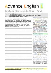 English Worksheet: EMPHASIS ( EXTREME ADJECTIVES)  Advance English