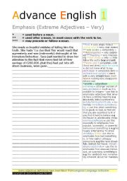 English Worksheet: EMPHASIS ( EXTREME ADJECTIVES)  Advance English