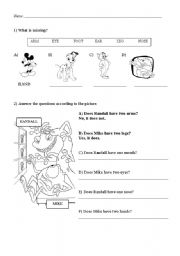 English worksheet: Parts of the body