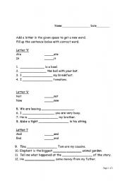 English worksheet: Add game h, k, l