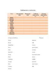 English worksheet: costumes and caracteristics 