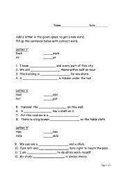 English Worksheet: Add game r, s, t
