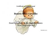 English worksheet: behaviour certificate