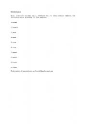 English worksheet: minimal pairs