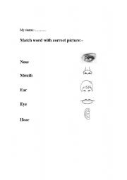 English Worksheet: my Face