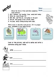 English worksheet: verbs