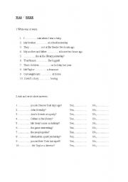 English worksheet: was, were