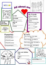 English Worksheet: all about me-for girls