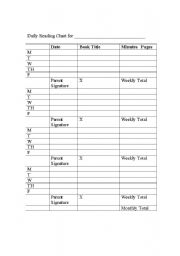 English Worksheet: Reading log