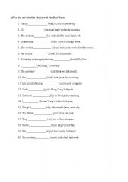 English worksheet: simple past tense