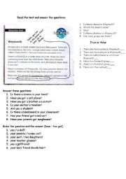 English worksheet: there is / are