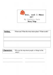 English Worksheet: Boo...and I Mean It   Story Map