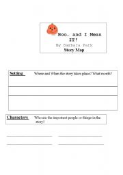 English worksheet: Boo...and I Mean It   Story Map