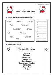 English Worksheet: Months of the year