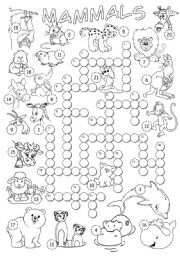 English Worksheet: Mammals Crossword