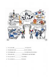 English Worksheet: Prepositions in the zoo