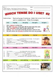 VERB TENSES REVIEW #2  (2 Pages, PLUS KEY)