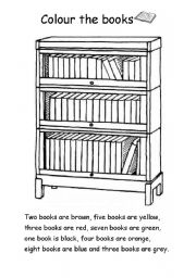 English Worksheet: Colour the books