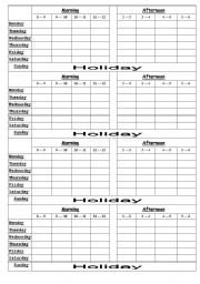 English worksheet: time table