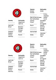 English worksheet: Countries and nationalities