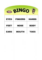 English worksheet: bingo