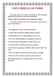 English Worksheet: Using Irregular Verbs
