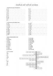 English Worksheet: Cardinal and ordinal numbers