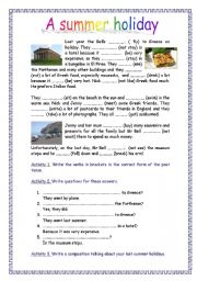 English Worksheet: Summer holidays